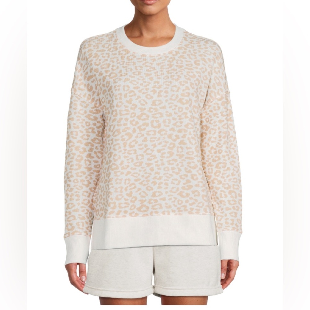 Beige Cheetah print crewneck sweatshirt